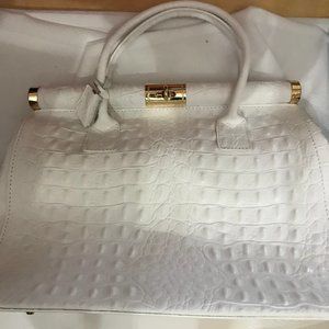 Handbag.  White.  Croc pattern.  Italian Leather